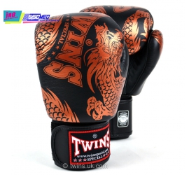 FBGVL3-49 Twins Black-Bronze Flying Dragon Boxing Gloves