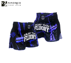QUẦN FLUORY MUAY THAI SHORTS - MTSF60 BLACK/BLUE