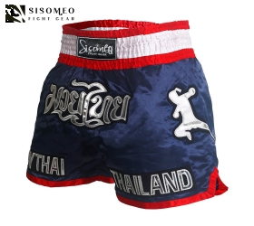 QUẦN MUAY THAI SISOMEO BS002 - XANH ĐỎ TRẮNG