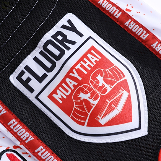 FLUORY Muay Thai Shorts - MTSF-122 White