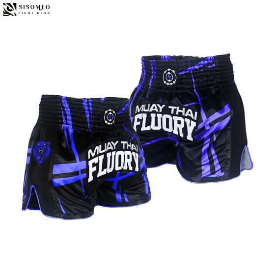 QUẦN FLUORY MUAY THAI SHORTS - MTSF60 BLACK/BLUE